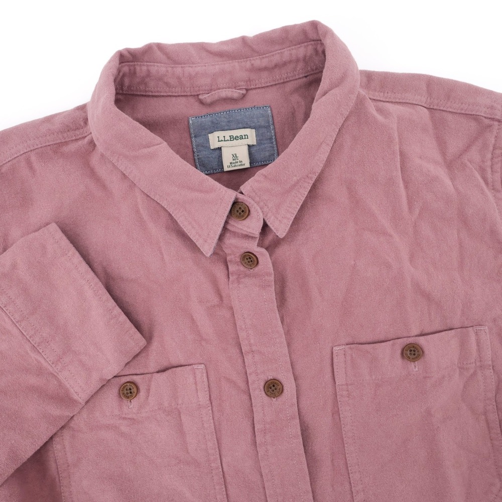 LL Bean Chamois Flannel Button Down Shirt Mauve Pink Long Sleeve Womens XL